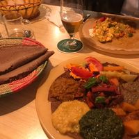 I had the gluten-free injera (it’s darker than the regular injera) at Addis Ababa in Amsterdam