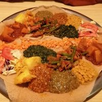 The vegan plate for two at Addis Ababa in Amsterdam