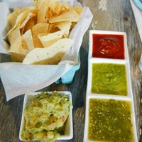 chips salsas and guac at Hola Arepa in Minneapolis