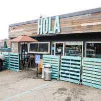 outside at Hola Arepa in Minneapolis