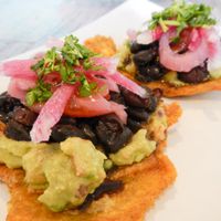plantain tostadas at Hola Arepa in Minneapolis