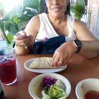 My food tour client. Kudos. Meat eater open to the vegan experience. She loved it:) at Mary Restaurant Vegetariano in Puerto Vallarta