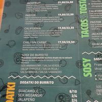 Menu. Has no English one at Momencik in Warsaw