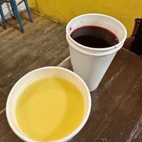 Mango coconut drink & hibiscus tea  at Momencik in Warsaw