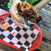 Pastor burrito inside   at Momencik in Warsaw