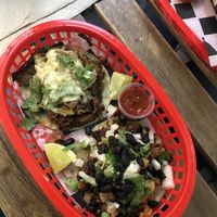 Seitan taco and Pastor taco (added beans) with chipotle sauce   at Momencik in Warsaw