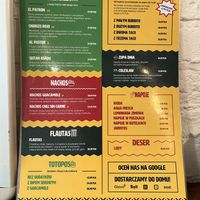 Menu  at Momencik in Warsaw