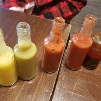 From mild to spicy/hot: pinapple, verde, chipotle, roja, macha at Momencik in Warsaw