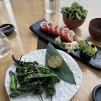 Shishito, sushi set & edamame at Sushi Samba in London