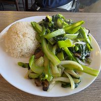 Chinese Broccoli and Mushrooms 🍄 with 🍚 at The Purple Mint - El Cajon Blvd in San Diego