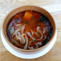 vegan miso soup at Roslina in Warsaw