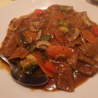 Soya protein and veg with sauce at Vegesana & One Ramen in Barcelona