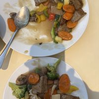 Seitan with mixed vegetables - vegan. (sorry, we started eating it before remembering to take a photo)  at Vegesana & One Ramen in Barcelona