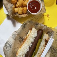 Chipotle Vegan dog. tator tots.  at Dat Dog - Magazine St in New Orleans
