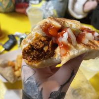 chipotle vegan dog, ketchup, onions, peppers at Dat Dog - Magazine St in New Orleans