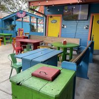 Outdoor seating  at Dat Dog - Magazine St in New Orleans