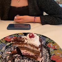 Black Forest cake (a few bites in)  at Landhaus Beckmann in Kalkar