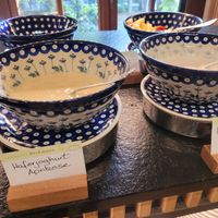 Breakfast: Various vegan yogurt alternatives at Landhaus Beckmann in Kalkar