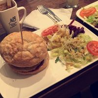 Vegan Burger and hot chocolate  at Chocolate House - Herbes in Luxembourg City
