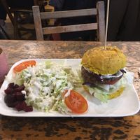 2020: Vegan burger and salad with soy based dressing at Chocolate House - Herbes in Luxembourg City