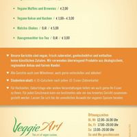 New menu and opening hours - April 2015 at VeggieArt in Heidelberg