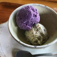Blueberry and mint chocolate ice cream at Dechibica in Yomitan
