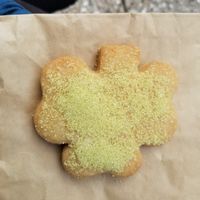 Sugar cookie, shaped like a shamrock at Walt Disney World - Erin McKenna's Bakery in Lake Buena Vista
