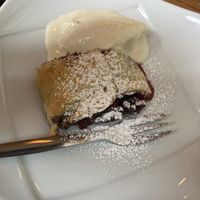 Stroudel filled with chocolate and berries   at Robin Food in Amsterdam