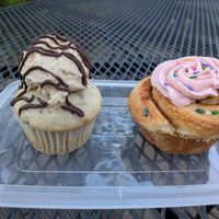 Cookie explosion cupcake & Sugar cookie cruffin at The Lunch Room Bakery & Cafe in Ann Arbor