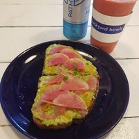 Avocado toast & Rose smoothie at Backyard Bowls - Beverly Grove in Los Angeles