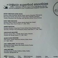 Menu at Elixir Cafe in Cape Town