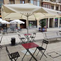 Lots of seating outside at La Camelia Vegan Bar in Bilbao
