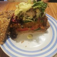 Burger at La Camelia Vegan Bar in Bilbao