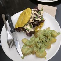 tofu pita with cooked potatos  at La Camelia Vegan Bar in Bilbao