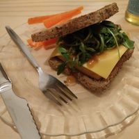 tempeh sandwich at La Camelia Vegan Bar in Bilbao