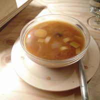miso soup at La Camelia Vegan Bar in Bilbao