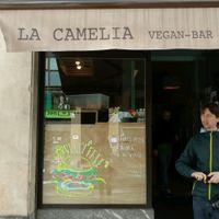 entrance at La Camelia Vegan Bar in Bilbao