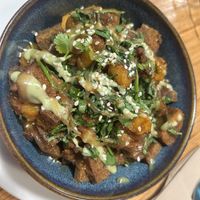 Seitan with pineapple and rice   at La Camelia Vegan Bar in Bilbao