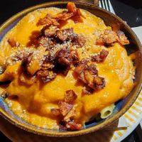 Mac n cheese at La Camelia Vegan Bar in Bilbao