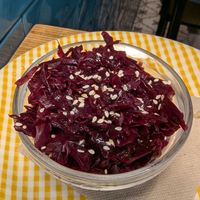 Red cabbage txukrut at La Camelia Vegan Bar in Bilbao