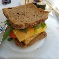 Tempeh sandwhich at La Camelia Vegan Bar in Bilbao