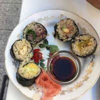 Really good sushi at La Camelia Vegan Bar in Bilbao