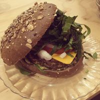 Healthy and tasty burger. Something different!  at La Camelia Vegan Bar in Bilbao