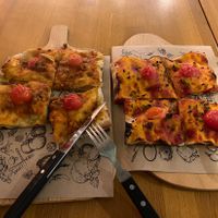 Bolognese and Arribiata plant based pizza. These count as four slices each.  at Sugo Pizza Al Taglio - Aert van Nesstraat in Rotterdam