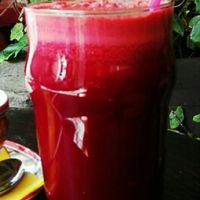 Huge fresh beet, carrot, apple juice! at Brown Sugar in Cadaques