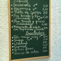 Menu for tapas and salads at Brown Sugar in Cadaques