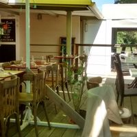 The terrace at La Faim des Haricots in Labege