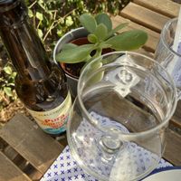 Gluten-free beer at the outdoor seating at Frulez in Bari
