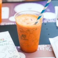 Centrifuged juice with radish, carrot, fennel, apple and lemon at Frulez in Bari