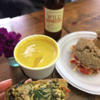 Vegan Quiche and burger at Harmony Bakery in Baltimore